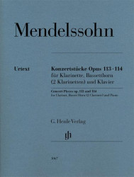 Felix Mendelssohn Bartholdy: Concert Pieces Op. 113 and 114 (noty na klarinet, basetový roh nebo 2 klarinety)