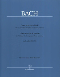 J.S. Bach: Concerto for Violoncello, Strings and Basso continuo in A minor (noty na violoncello)