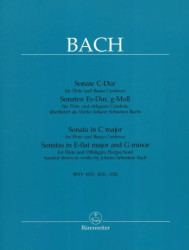 J.S. Bach: 3 Sonatas (noty na příčnou flétnu, basso continuo)